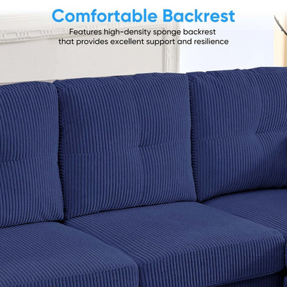 Mixoy Corduroy U-Shape Modular Convertible Sectional Sofa,Upholstered 4-Seater Sofa Couch with Movable Ottoman