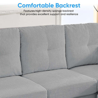Mixoy Corduroy U-Shape Modular Convertible Sectional Sofa,Upholstered 4-Seater Sofa Couch with Movable Ottoman