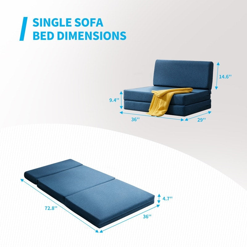 Mixoy Folding Sofa Bed,Fold Down Couch Bed Sleeper Chair Couch for Lounge,Upholstered Convertible Floor Mattress