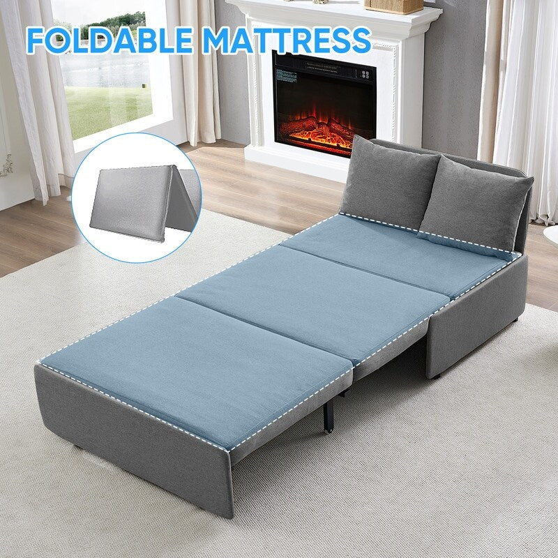 Mixoy Full/Queen Size Sofa Bed,2 in 1 Convertible Linen 1-Seater/Loveseat Sleeper Sofa Couch with Cushions