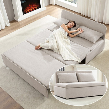 Mixoy Full/Queen Size Sofa Bed,2 in 1 Convertible Linen 1-Seater/Loveseat Sleeper Sofa Couch with Cushions