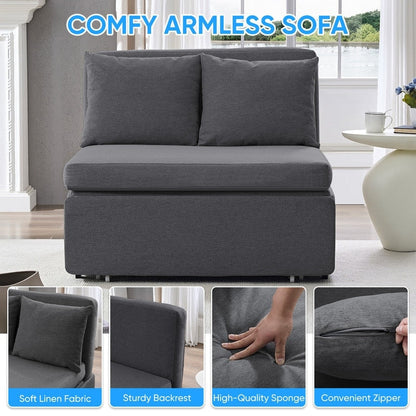 Mixoy Full/Queen Size Sofa Bed,2 in 1 Convertible Linen 1-Seater/Loveseat Sleeper Sofa Couch with Cushions