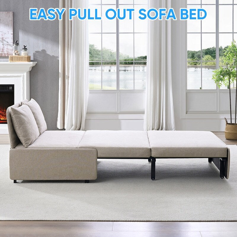 Mixoy Full/Queen Size Sofa Bed,2 in 1 Convertible Linen 1-Seater/Loveseat Sleeper Sofa Couch with Cushions