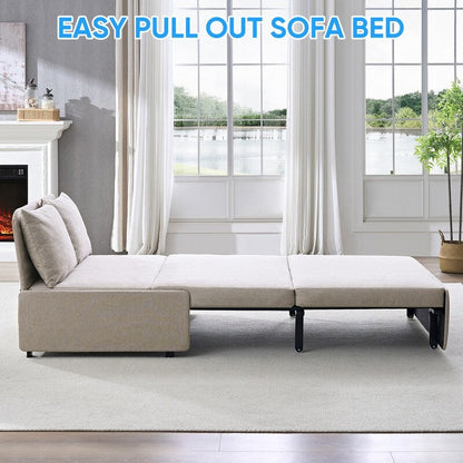 Mixoy Full/Queen Size Sofa Bed,2 in 1 Convertible Linen 1-Seater/Loveseat Sleeper Sofa Couch with Cushions