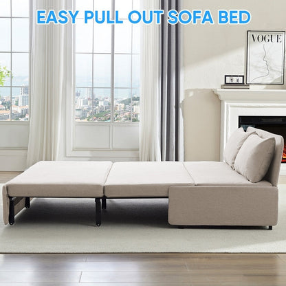 Mixoy Full/Queen Size Sofa Bed,2 in 1 Convertible Linen 1-Seater/Loveseat Sleeper Sofa Couch with Cushions