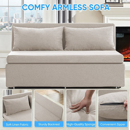 Mixoy Full/Queen Size Sofa Bed,2 in 1 Convertible Linen 1-Seater/Loveseat Sleeper Sofa Couch with Cushions