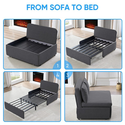 Mixoy Full/Queen Size Sofa Bed,2 in 1 Convertible Linen 1-Seater/Loveseat Sleeper Sofa Couch with Cushions