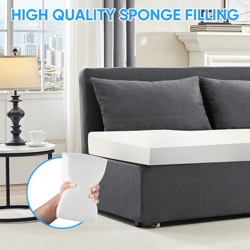 Mixoy Full/Queen Size Sofa Bed,2 in 1 Convertible Linen 1-Seater/Loveseat Sleeper Sofa Couch with Cushions