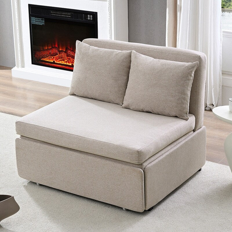 Mixoy Full/Queen Size Sofa Bed,2 in 1 Convertible Linen 1-Seater/Loveseat Sleeper Sofa Couch with Cushions