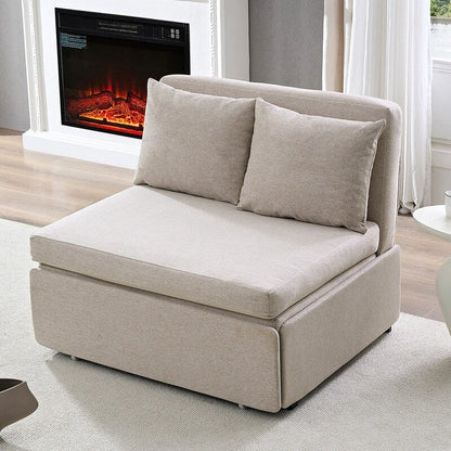 Mixoy Full/Queen Size Sofa Bed,2 in 1 Convertible Linen 1-Seater/Loveseat Sleeper Sofa Couch with Cushions