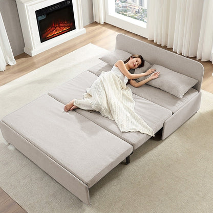 Mixoy Full/Queen Size Sofa Bed,2 in 1 Convertible Linen 1-Seater/Loveseat Sleeper Sofa Couch with Cushions