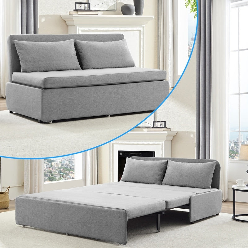 Mixoy Full/Queen Size Sofa Bed,2 in 1 Convertible Linen 1-Seater/Loveseat Sleeper Sofa Couch with Cushions