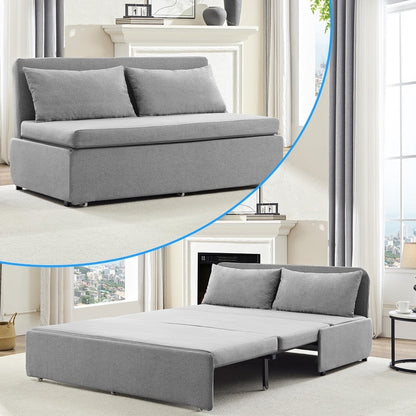 Mixoy Full/Queen Size Sofa Bed,2 in 1 Convertible Linen 1-Seater/Loveseat Sleeper Sofa Couch with Cushions