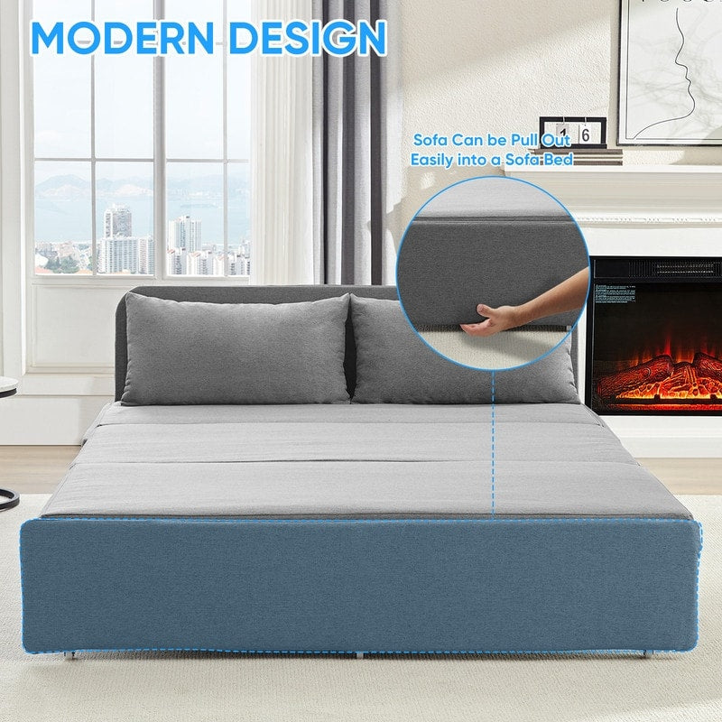 Mixoy Full/Queen Size Sofa Bed,2 in 1 Convertible Linen 1-Seater/Loveseat Sleeper Sofa Couch with Cushions