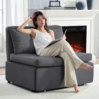 Mixoy Full/Queen Size Sofa Bed,2 in 1 Convertible Linen 1-Seater/Loveseat Sleeper Sofa Couch with Cushions