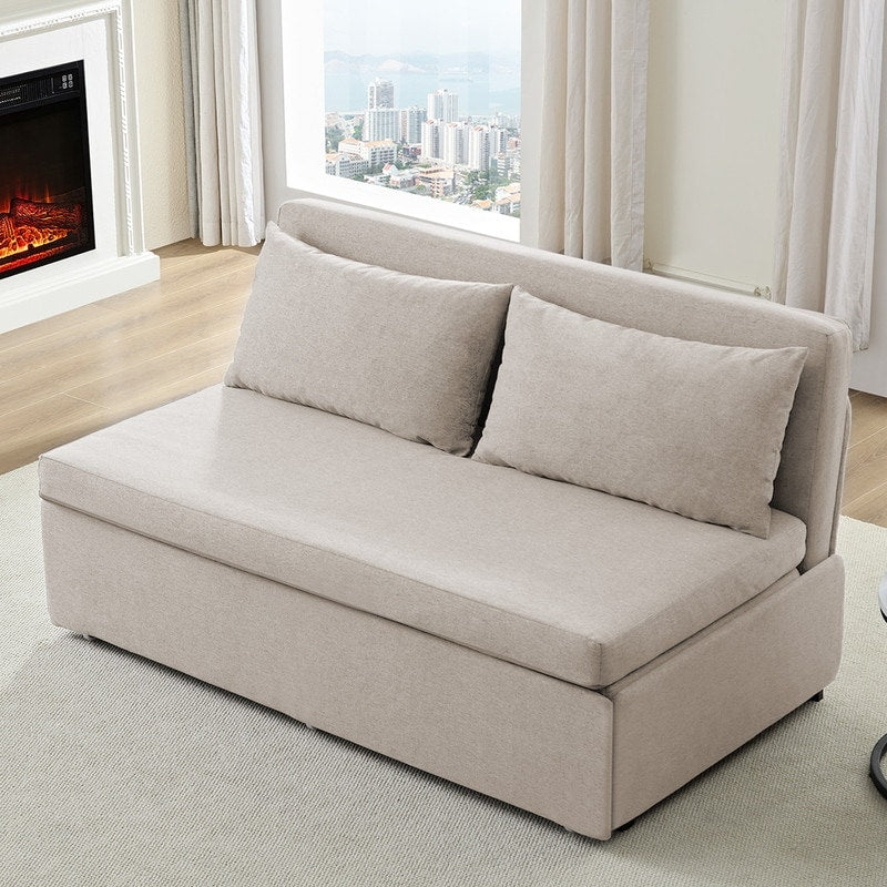 Mixoy Full/Queen Size Sofa Bed,2 in 1 Convertible Linen 1-Seater/Loveseat Sleeper Sofa Couch with Cushions