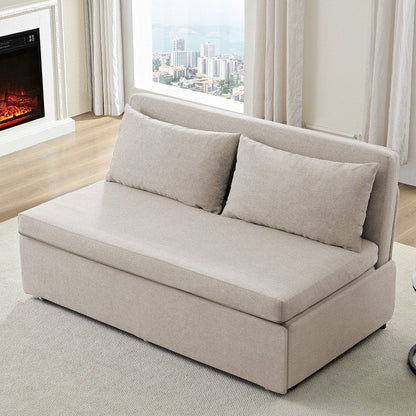 Mixoy Full/Queen Size Sofa Bed,2 in 1 Convertible Linen 1-Seater/Loveseat Sleeper Sofa Couch with Cushions