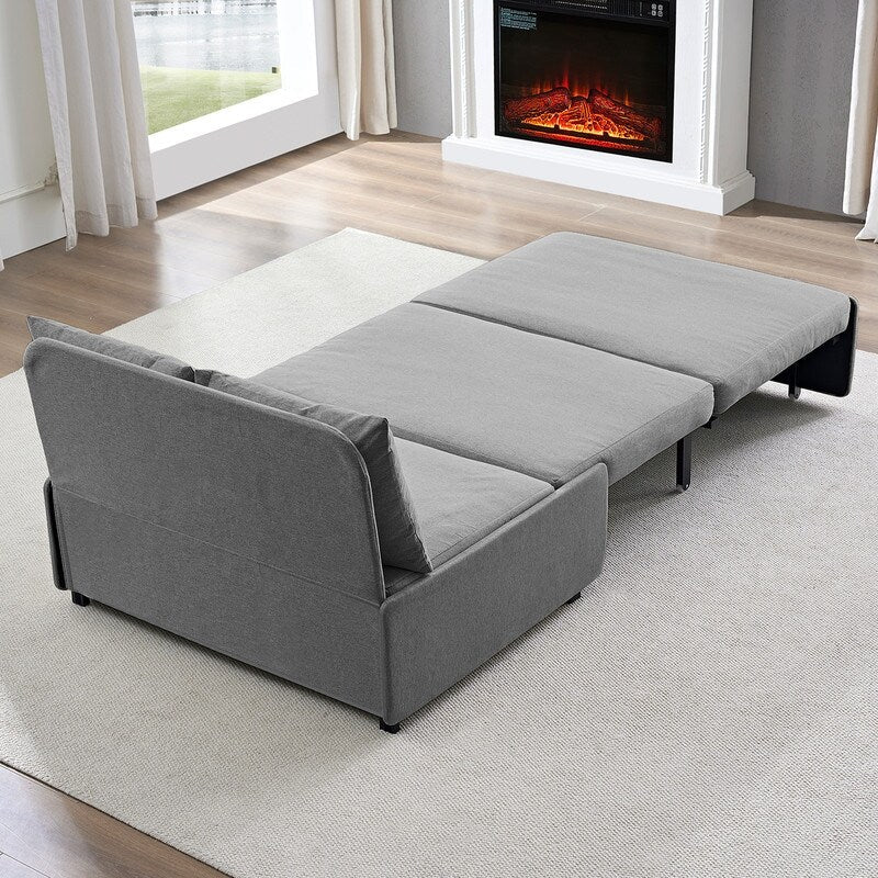 Mixoy Full/Queen Size Sofa Bed,2 in 1 Convertible Linen 1-Seater/Loveseat Sleeper Sofa Couch with Cushions