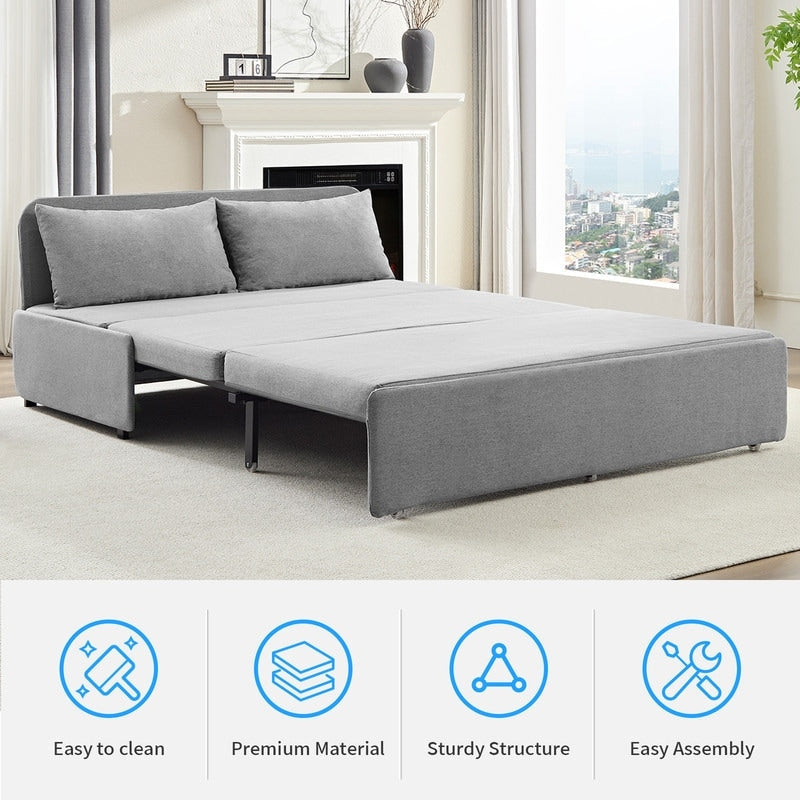 Mixoy Full/Queen Size Sofa Bed,2 in 1 Convertible Linen 1-Seater/Loveseat Sleeper Sofa Couch with Cushions