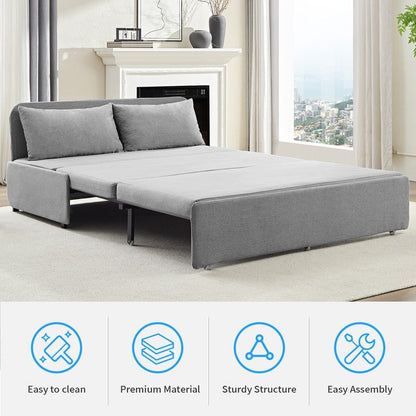 Mixoy Full/Queen Size Sofa Bed,2 in 1 Convertible Linen 1-Seater/Loveseat Sleeper Sofa Couch with Cushions