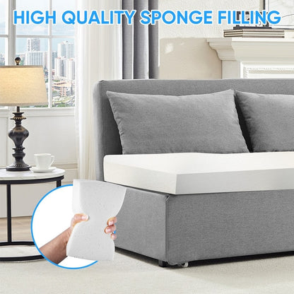 Mixoy Full/Queen Size Sofa Bed,2 in 1 Convertible Linen 1-Seater/Loveseat Sleeper Sofa Couch with Cushions