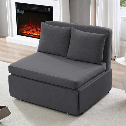 Mixoy Full/Queen Size Sofa Bed,2 in 1 Convertible Linen 1-Seater/Loveseat Sleeper Sofa Couch with Cushions