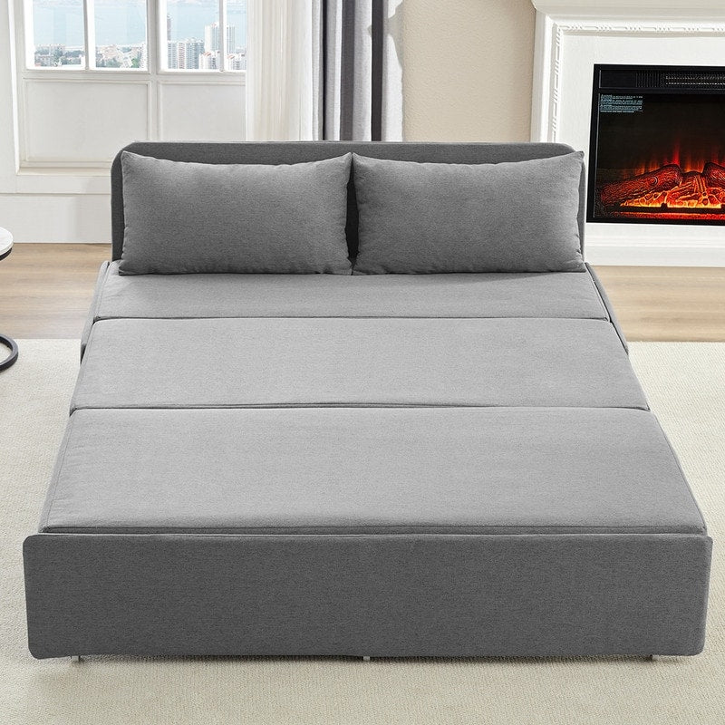 Mixoy Full/Queen Size Sofa Bed,2 in 1 Convertible Linen 1-Seater/Loveseat Sleeper Sofa Couch with Cushions
