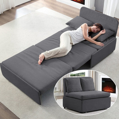 Mixoy Full/Queen Size Sofa Bed,2 in 1 Convertible Linen 1-Seater/Loveseat Sleeper Sofa Couch with Cushions