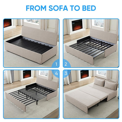 Mixoy Full/Queen Size Sofa Bed,2 in 1 Convertible Linen 1-Seater/Loveseat Sleeper Sofa Couch with Cushions