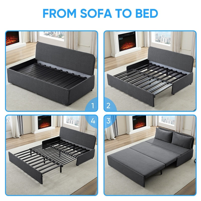Mixoy Full/Queen Size Sofa Bed,2 in 1 Convertible Linen 1-Seater/Loveseat Sleeper Sofa Couch with Cushions