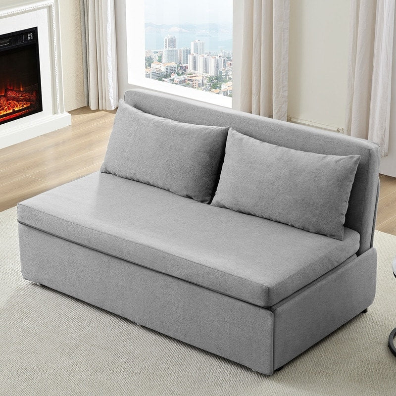 Mixoy Full/Queen Size Sofa Bed,2 in 1 Convertible Linen 1-Seater/Loveseat Sleeper Sofa Couch with Cushions