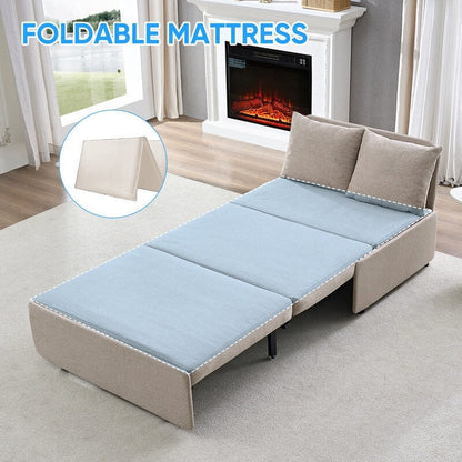 Mixoy Full/Queen Size Sofa Bed,2 in 1 Convertible Linen 1-Seater/Loveseat Sleeper Sofa Couch with Cushions