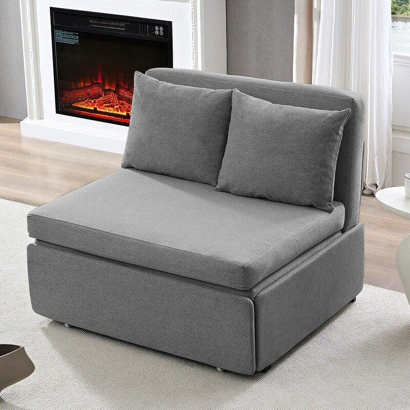 Mixoy Full/Queen Size Sofa Bed,2 in 1 Convertible Linen 1-Seater/Loveseat Sleeper Sofa Couch with Cushions
