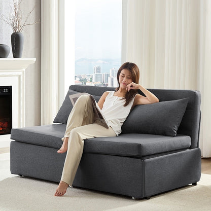 Mixoy Full/Queen Size Sofa Bed,2 in 1 Convertible Linen 1-Seater/Loveseat Sleeper Sofa Couch with Cushions