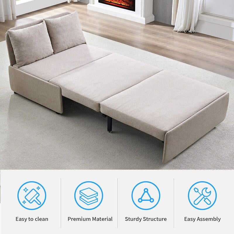 Mixoy Full/Queen Size Sofa Bed,2 in 1 Convertible Linen 1-Seater/Loveseat Sleeper Sofa Couch with Cushions