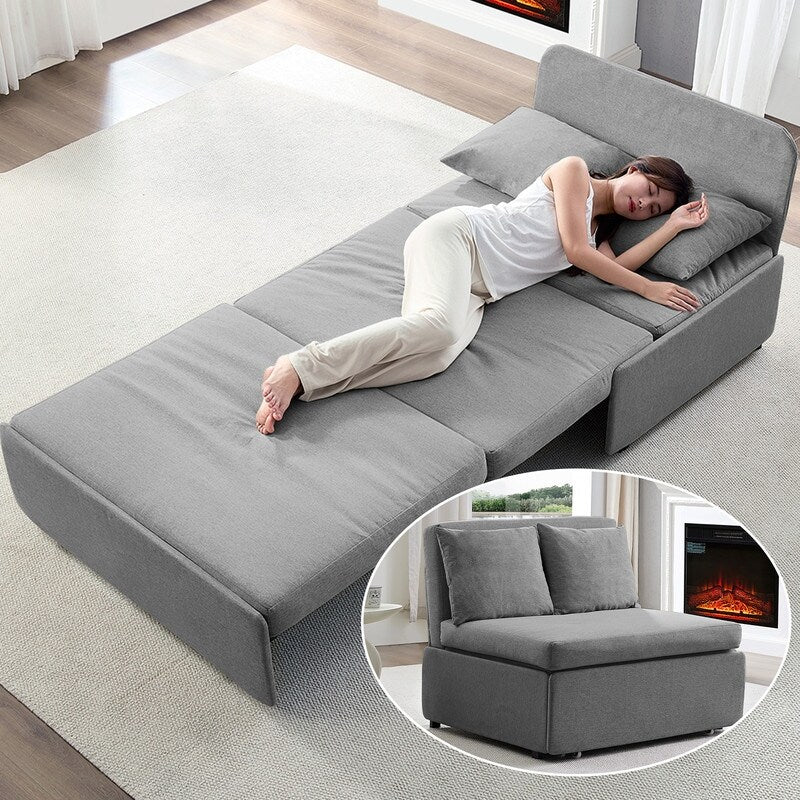 Mixoy Full/Queen Size Sofa Bed,2 in 1 Convertible Linen 1-Seater/Loveseat Sleeper Sofa Couch with Cushions