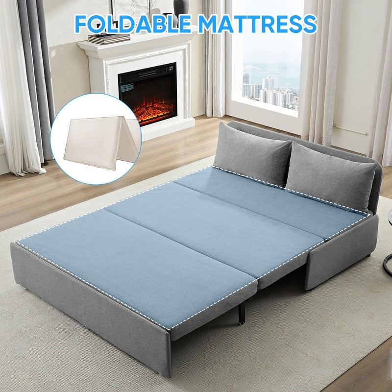 Mixoy Full/Queen Size Sofa Bed,2 in 1 Convertible Linen 1-Seater/Loveseat Sleeper Sofa Couch with Cushions