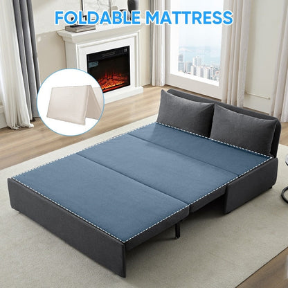 Mixoy Full/Queen Size Sofa Bed,2 in 1 Convertible Linen 1-Seater/Loveseat Sleeper Sofa Couch with Cushions