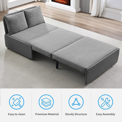 Mixoy Full/Queen Size Sofa Bed,2 in 1 Convertible Linen 1-Seater/Loveseat Sleeper Sofa Couch with Cushions