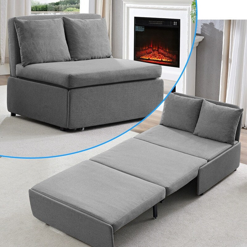 Mixoy Full/Queen Size Sofa Bed,2 in 1 Convertible Linen 1-Seater/Loveseat Sleeper Sofa Couch with Cushions