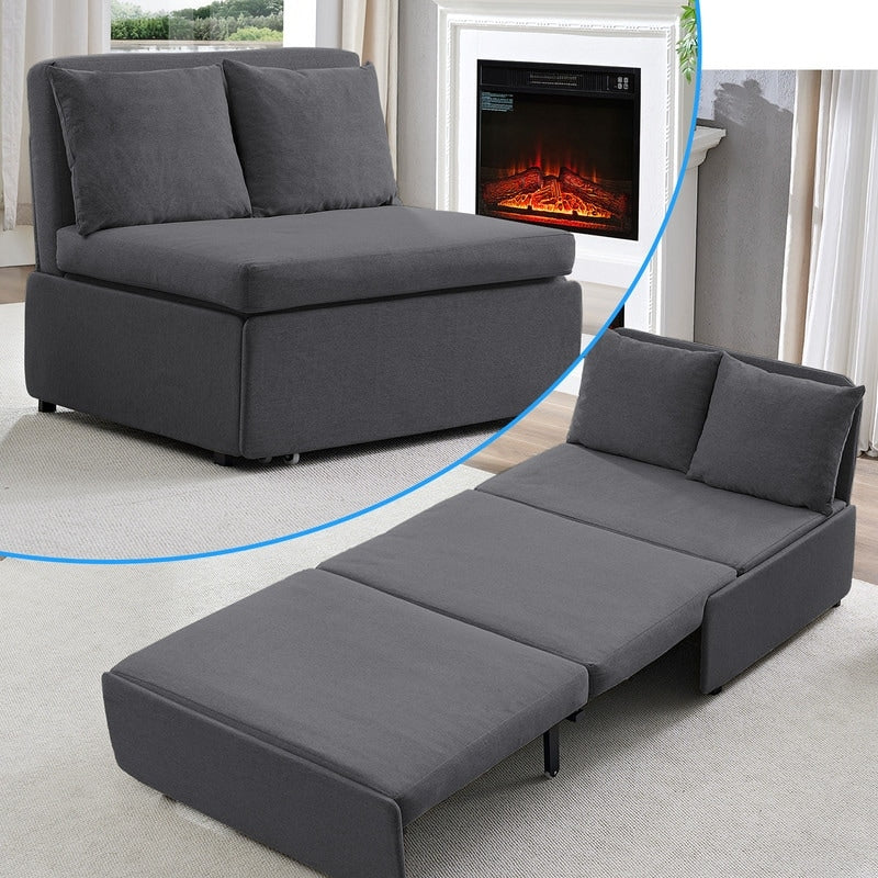 Mixoy Full/Queen Size Sofa Bed,2 in 1 Convertible Linen 1-Seater/Loveseat Sleeper Sofa Couch with Cushions