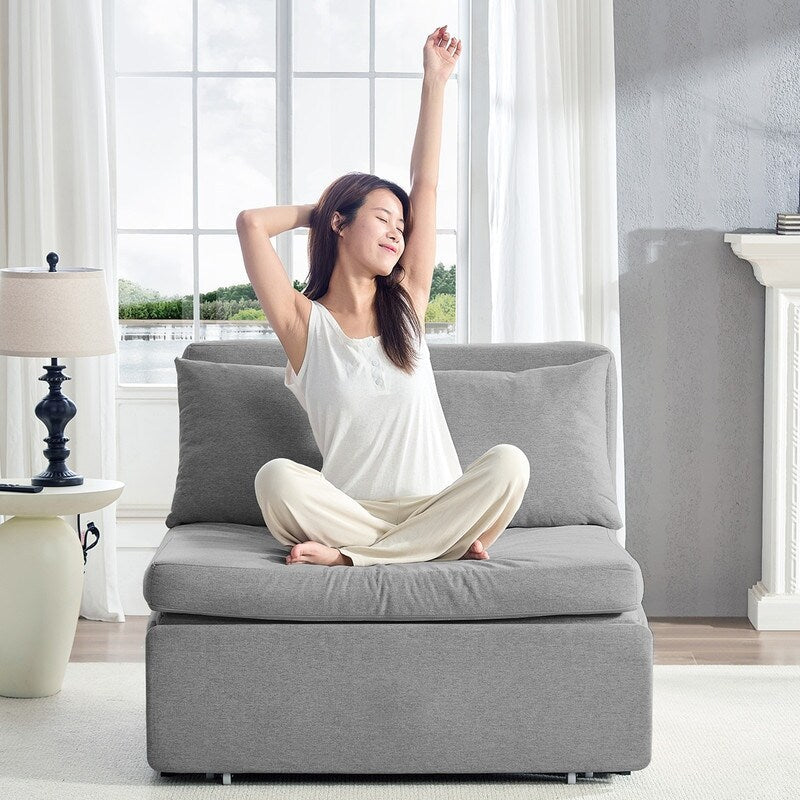 Mixoy Full/Queen Size Sofa Bed,2 in 1 Convertible Linen 1-Seater/Loveseat Sleeper Sofa Couch with Cushions