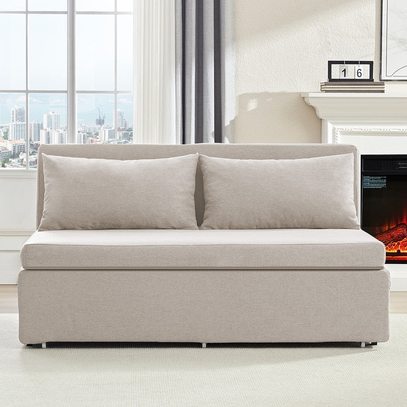 Mixoy Full/Queen Size Sofa Bed,2 in 1 Convertible Linen 1-Seater/Loveseat Sleeper Sofa Couch with Cushions