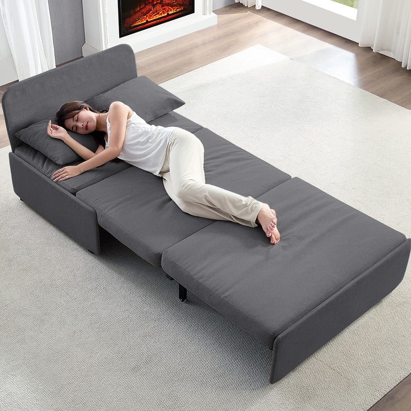 Mixoy Full/Queen Size Sofa Bed,2 in 1 Convertible Linen 1-Seater/Loveseat Sleeper Sofa Couch with Cushions