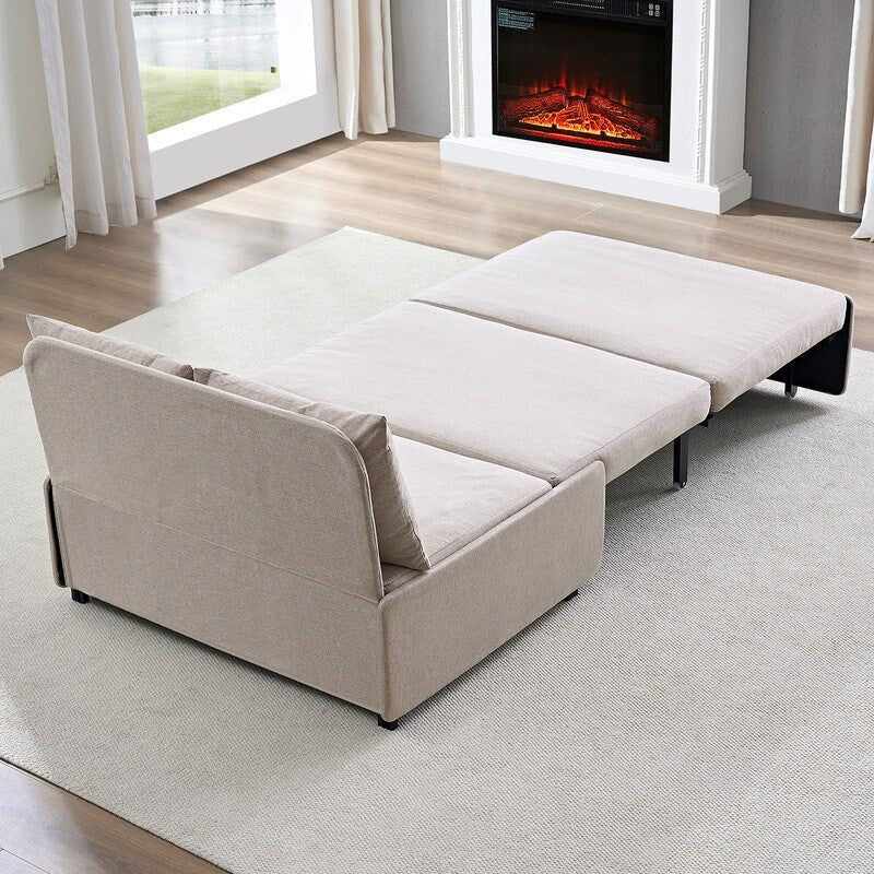 Mixoy Full/Queen Size Sofa Bed,2 in 1 Convertible Linen 1-Seater/Loveseat Sleeper Sofa Couch with Cushions