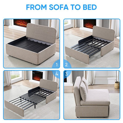 Mixoy Full/Queen Size Sofa Bed,2 in 1 Convertible Linen 1-Seater/Loveseat Sleeper Sofa Couch with Cushions