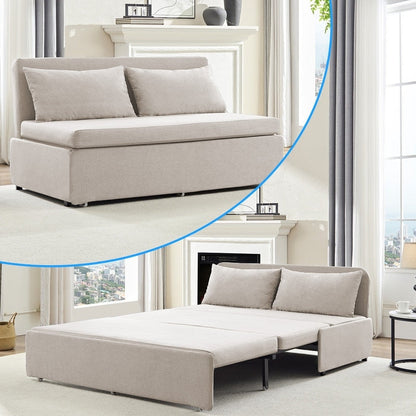 Mixoy Full/Queen Size Sofa Bed,2 in 1 Convertible Linen 1-Seater/Loveseat Sleeper Sofa Couch with Cushions