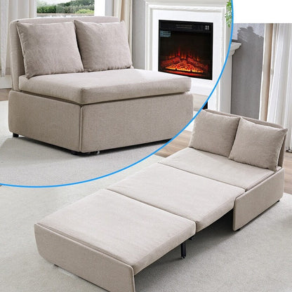 Mixoy Full/Queen Size Sofa Bed,2 in 1 Convertible Linen 1-Seater/Loveseat Sleeper Sofa Couch with Cushions