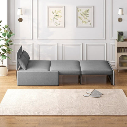 Mixoy Linen 2-in-1 Convertible Sofa Bed,Twin/Queen Pull Out Sleeper Sofa with Mattress,Cushions