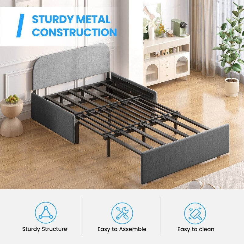 Mixoy Linen 2-in-1 Convertible Sofa Bed,Twin/Queen Pull Out Sleeper Sofa with Mattress,Cushions